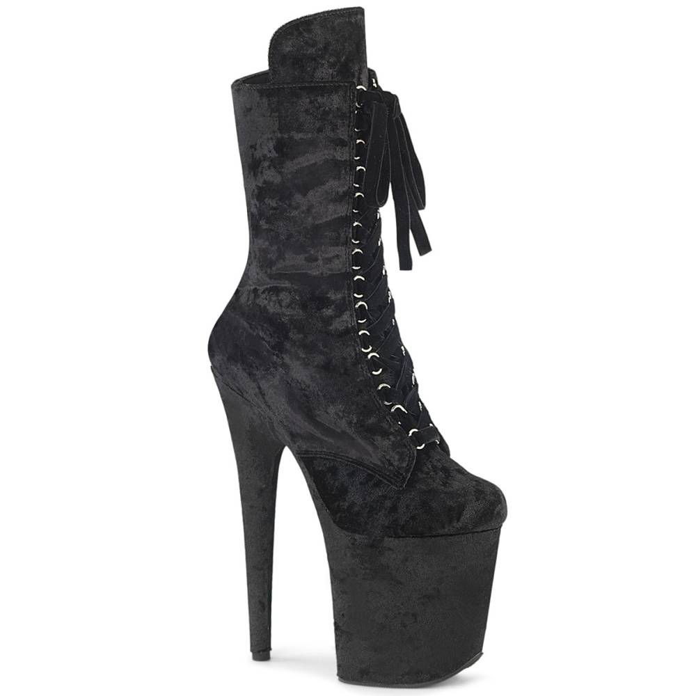 Pleaser - FLAMINGO-1045VEL Plateau Laarzen, Paaldans schoenen - Zwart